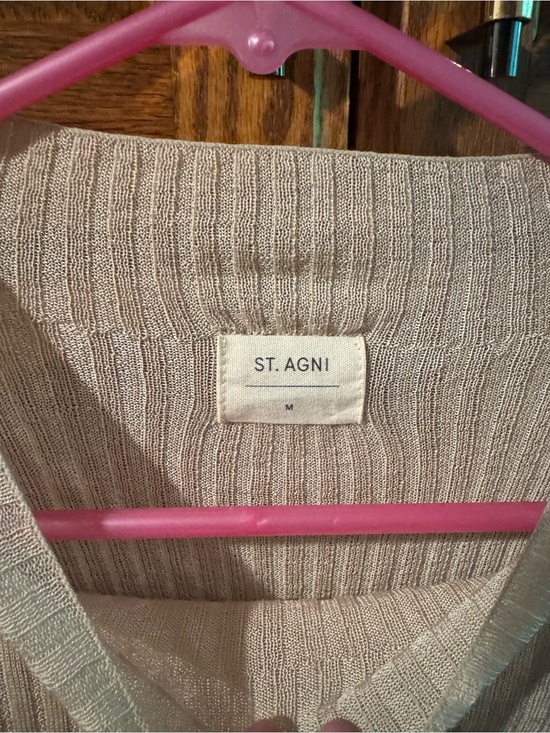 St. Agni Tops - St. Agni Beige Ribbed Knit Top